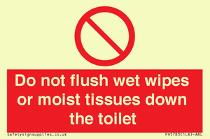 Do not flush wet wipes or moist tissues down the toilet